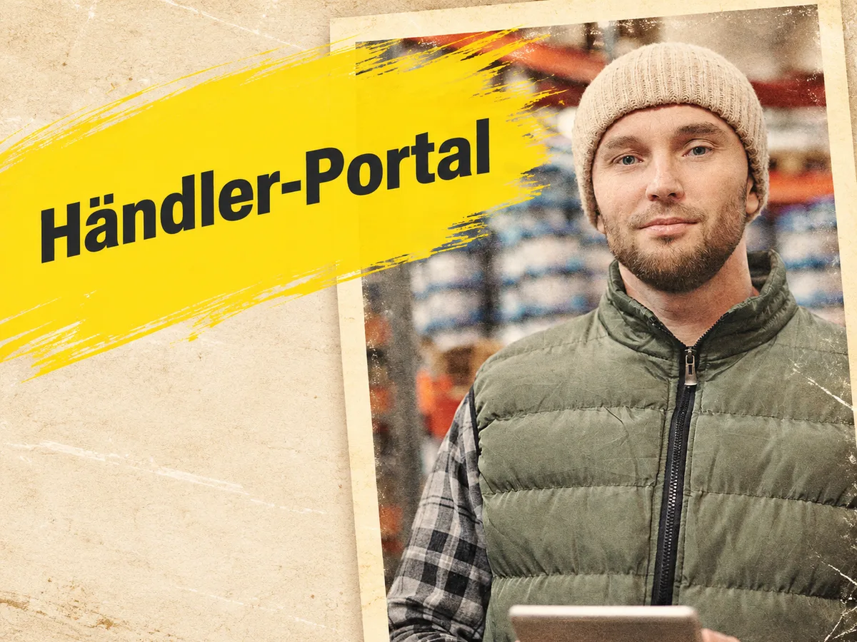 Händler mit Tablet im Lager
